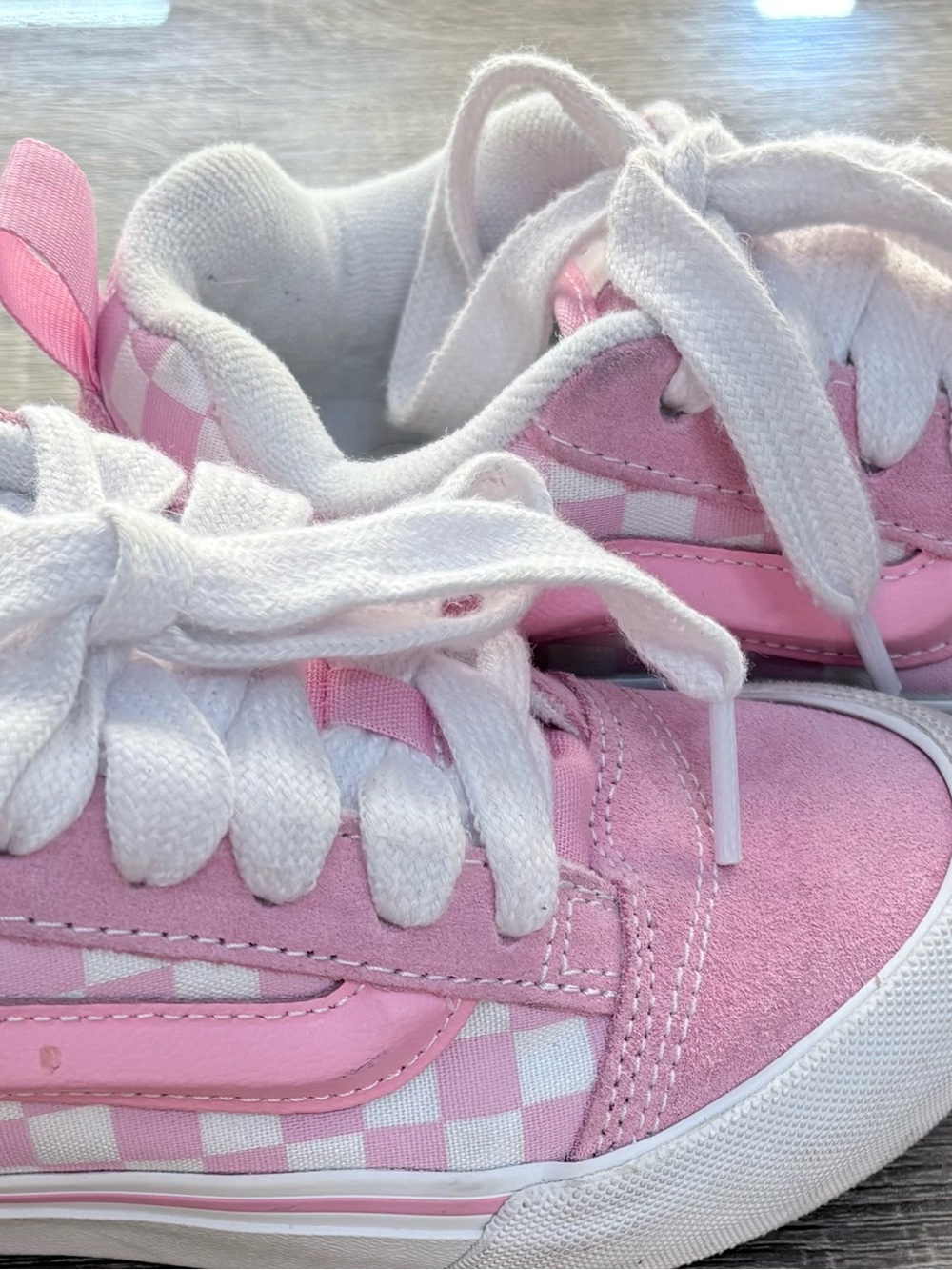 Vans Kids Pink Checkerboard Lace-Up Sneakers Size 13.0